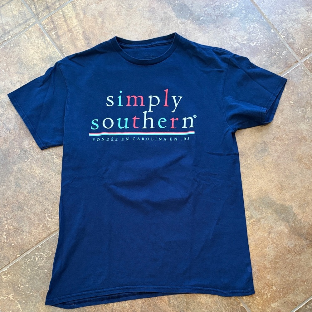 Simply Southern Blue Tee with Colorful Text